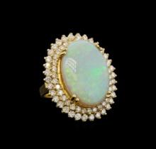 14KT Yellow Gold 8.95 ctw Opal and Diamond Ring