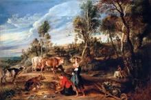Sir Peter Paul Rubens - Milkmaids with Cattle in a Landscape