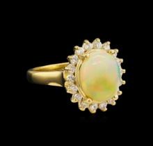 2.48 ctw Opal and Diamond Ring - 14KT Yellow Gold