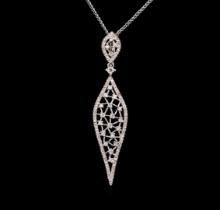 0.86 ctw Diamond Pendant With Chain - 14KT White Gold