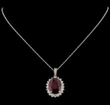 18.81 ctw Ruby and Diamond Pendant With Chain - 14KT White Gold