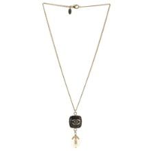 Chanel Gold-tone Metal with Enamel and Faux Pearl Drop CC Pendant Necklace