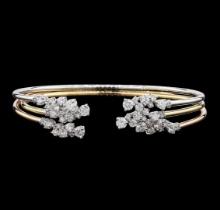 3.34 ctw Diamond Bangle Bracelets - 14KT Yellow, White, and Rose Gold