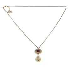 Chanel Red Stone Teardrop Pearl Necklace