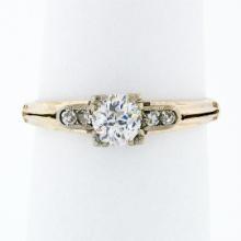 Antique 18K & 14K Gold Old European Diamond Solitaire Engagement or Promise Ring