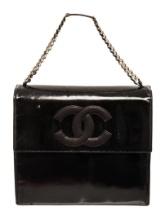Chanel Black Patent Leather CC Chain Shoulder Bag