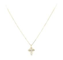 0.18 ctw Diamond Cross Pendant with Chain - 14KT Yellow and White Gold