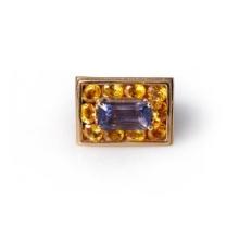 18K Gold Iolite & Yellow Sapphire Ring