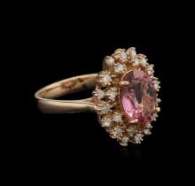 3.06 ctw Pink Tourmaline and Diamond Ring - 14KT Rose Gold
