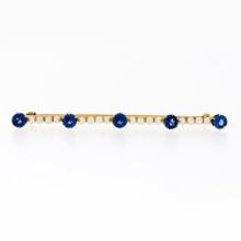 Antique 14k Gold 1.50 ctw Old Cut Montana Sapphire & Seed Pearl Bar Brooch Pin