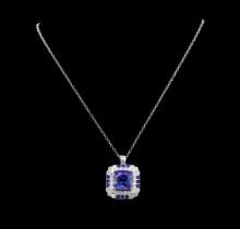 GIA Cert 16.70 ctw Tanzanite, Sapphire and Diamond Pendant