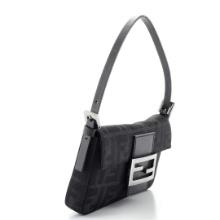 Fendi Black Zucca Canvas Mini Baguette Shoulder Bag