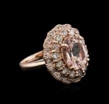 14KT Rose Gold 3.13 ctw Morganite and Diamond Ring