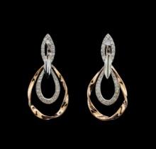 0.76 ctw Diamond Earrings - 14KT Two Tone Gold
