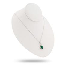 4.54 ctw Emerald and 0.31 ctw Diamond 14K White Gold Pendant/Necklace