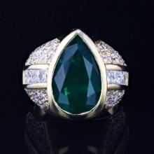 5.52 ctw Emerald and 2.25 ctw Diamond 18K Yellow Gold Ring (GIA CERTIFIED)