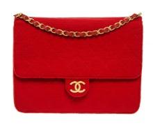Chanel Red Quilted Fabric Single Flap Bag