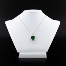 9.18 ctw Emerald and 0.66 ctw Diamond 18K Yellow and White Gold Pendant
