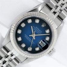 Rolex Ladies Quickset Blue Vignette Diamond Datejust Wristwatch 26MM