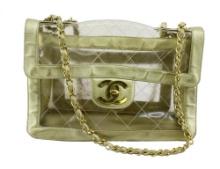 Chanel Classic Vintage Naked Flap Quilted PVC with Gold Leather Maxi Flap Should