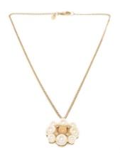 Chanel Gold Orange Pearl Pendant Necklace