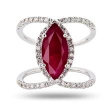3.13 ctw Ruby and 0.66 ctw Diamond 18K White Gold Ring