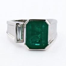 5.39 ctw Emerald and 0.30 ctw SI1 CLARITY Diamond 18K White Gold Ring