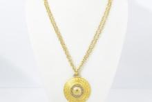 Versace Gold-tone Round Medusa Pendant Necklace