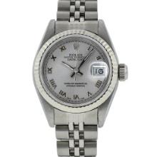 Rolex Ladies Stainless Steel Silver Roman 26MM Wristwatch Jubilee Band
