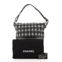Chanel Casual Style Hobo Tweed and Quilted Aged Calfskin Large Black, Multicolor