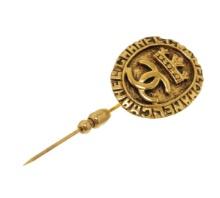 Chanel Gold-Plated Vintage CC Coin Medallion Brooch