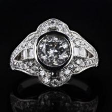 1.49 ctw CENTER Diamond Platinum Ring (2.45 ctw Diamonds)