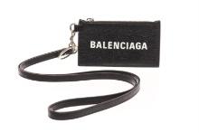 Balenciaga Black Calfskin Leather Logo Strap Cardholder