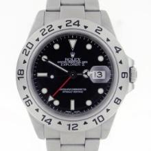 Rolex Mens Stainless Steel Black Dial Oyster Band 40mm Explorer II Wristwatch