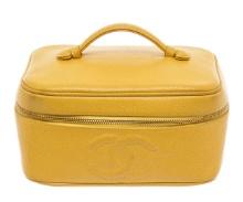 Chanel Yellow Caviar Leather Small CC Vanity Cosmetic Bag
