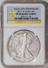 2011-W American Silver Eagle .999 Fine Silver Dollar Coin NGC PF69 Ultra Cameo