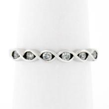 NEW 10k White Gold 0.20 ctw Round Channel Set Diamond Braided Eternity Band Ring