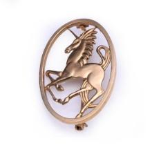 Rare Vintage Gold Unicorn Brooch