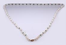 14K Gold, Pearl & Emerald Necklace