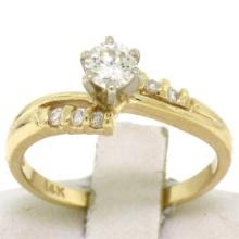 14k Solid Yellow Gold 0.40 ctw Round Brilliant Diamond Solitaire Engagement Ring