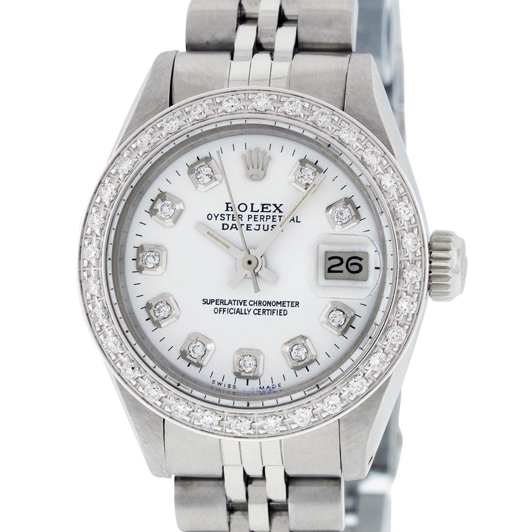 Rolex Ladies Stainless Steel White Diamond 26MM Wristwatch