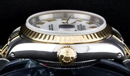 Rolex Ladies 2T Yellow Gold & Stainless Steel White Roman 26MM