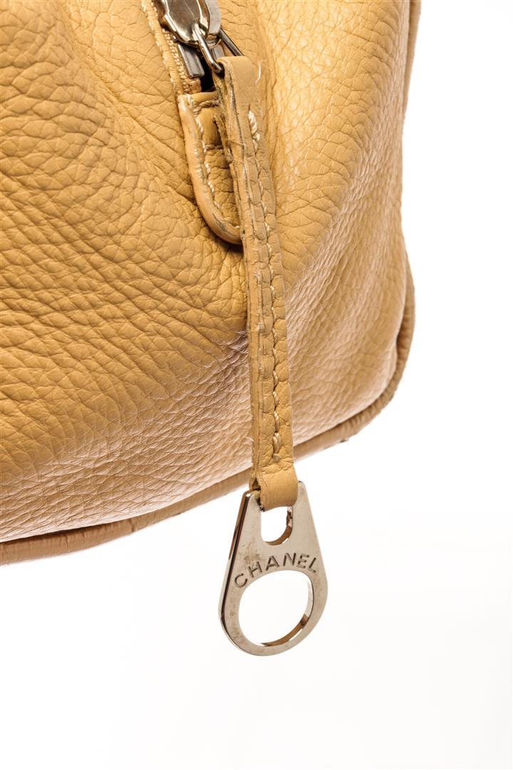 Chanel Beige Leather Deerskin Medium Shoulder Bag