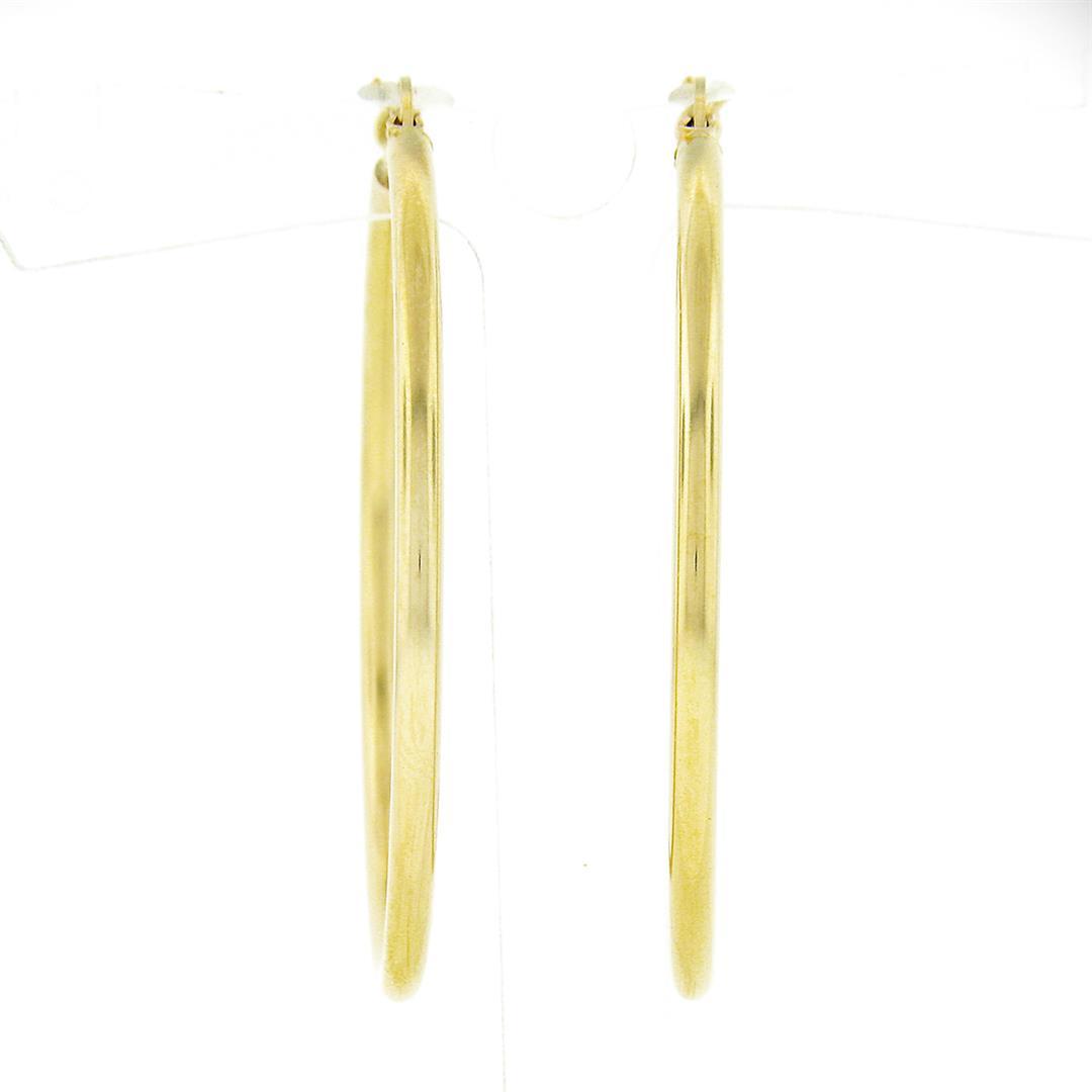 NEW Classic Solid 14K Yellow Gold 1.55" Plain Polished Round Hoop Snap Earrings