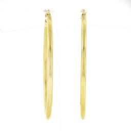 NEW Classic Solid 14K Yellow Gold 1.55" Plain Polished Round Hoop Snap Earrings