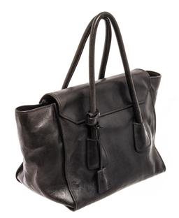 Prada Glace Black Calf Leather Flap Shoulder Bag