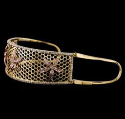 2.25 ctw Diamond Cuff Bracelet - 14KT Yellow and Rose Gold