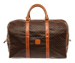 Celine Brown Leather Macadam Duffle Bag