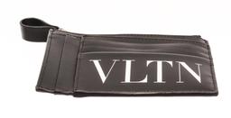 Valentino Black Leather Zip Card Wallet