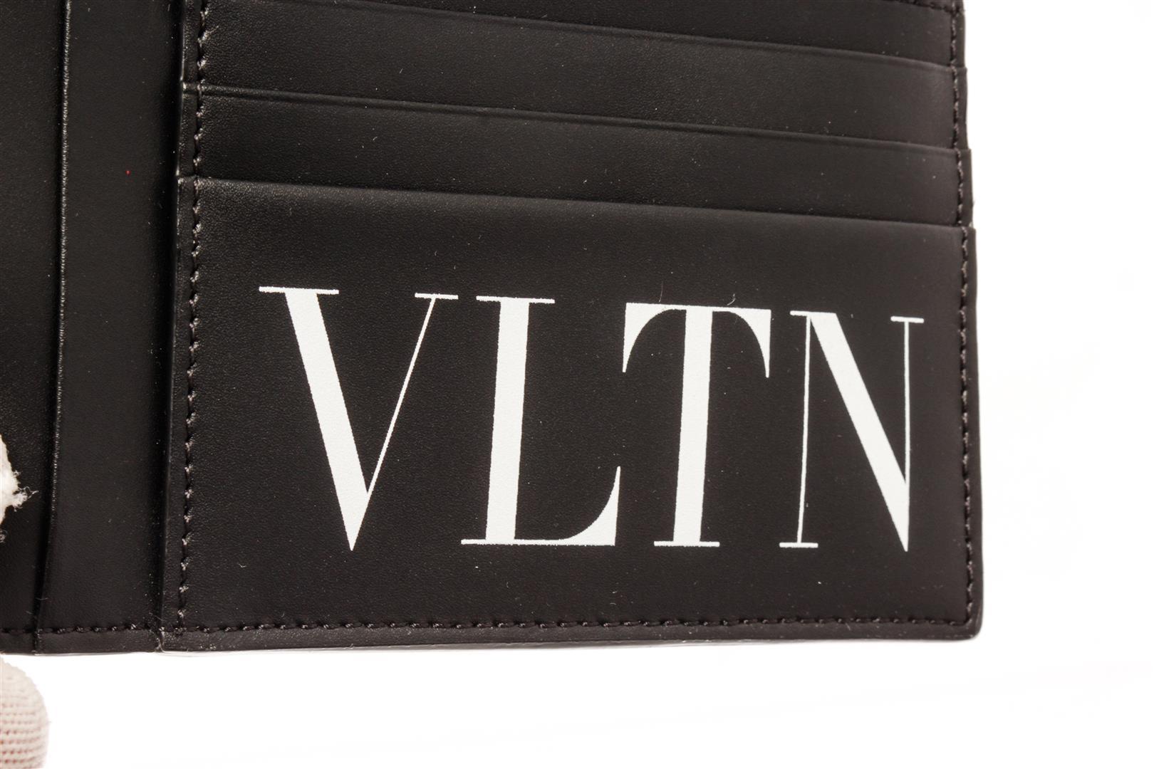 Valentino Black Leather Zip Card Wallet